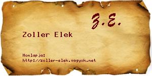Zoller Elek névjegykártya
